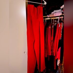 Elegant Lipstick Red Women's Jumpsuit Strapless Sweetheart Bustier top part Smal